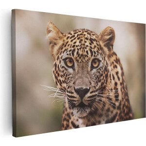 Artaza Canvas Schilderij Luipaard Van Dichtbij Met Grote Ogen - 90x60 - Foto Op Canvas - Canvas Print