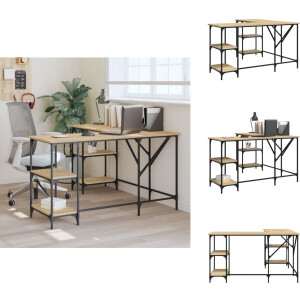 vidaXL Bureau - Bureaus - Laptoptafel - Computertafel - Bureau 139x139x75 cm bewerkt hout sonoma eikenkleurig