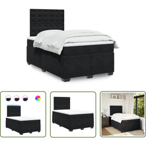 vidaXL Fluweel Bed - Boxspring - Boxspring met matras fluweel zwart 120x190 cm - Led Bed - Elektrisch Bed - King Size Bed