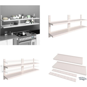 vidaXL - Wandschappen - zwevend - 2-laags - 2 - st - 200x30 - cm - roestvrij - staal