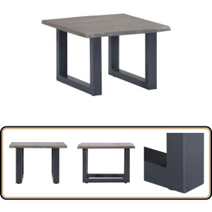 vidaXL Salontafel - Acaciahout - Grijs - 60x60x40 cm Salontafel - Industrieel Design - Acacia Hout - Grijze Salontafel - Industriele Meubelen