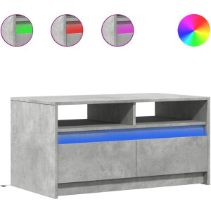 vidaXL - Salontafel - met - LED-verlichting - bewerkt - hout - betongrijs