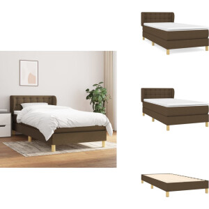 vidaXL - Boxspring - met - matras - stof - donkerbruin - 80x200 - cm