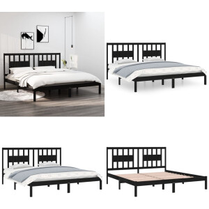 vidaXL - Bedframe - massief - grenenhout - zwart - 200x200 - cm