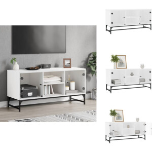 vidaXL Tv-meubel - Tv-meubelen - Tv-standaard - Televisiemeubel - Tv-meubel met glazen deuren 102x37x50 cm wit