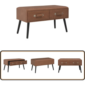vidaXL Salontafel Kunstleer Donkerbruin Salontafel - Kunststof Meubilair - Donkere Kleuren - Salontafeltje - Bijzettafels