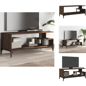 vidaXL Tv Meubel - Tv Meubels - Tv Kast - Tv Kasten - Tv-meubel 102x40x41 cm hout en gepoedercoat staal bruineiken