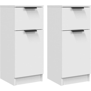 vidaXL - Dressoirs - 2 - st - 30x30x70 - cm - bewerkt - hout - wit