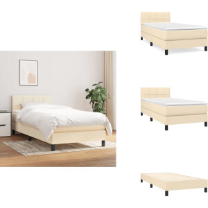 vidaXL Boxspring - Boxsprings - Bed - Slaapmeubel - Boxspring met matras stof crèmekleurig 100x200 cm