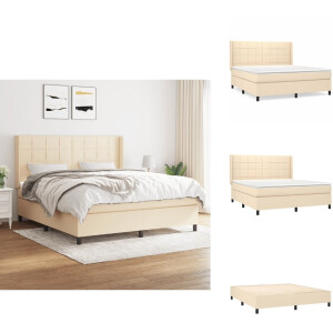 vidaXL Boxspring - Boxsprings - Bed - Slaapmeubel - Boxspring met matras stof crèmekleurig 180x200 cm