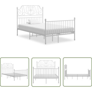 vidaXL Wit Bedframe - Metalen Bedframe - Bedframe metaal wit 120x200 cm - Bedframe 120x200 - Boxspring Bed - Stapelbare Bedbodems