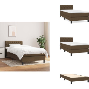 vidaXL Boxspring - Boxsprings - Bed - Slaapmeubel - Boxspring met matras stof donkerbruin 90x200 cm