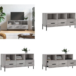 vidaXL Tv-meubel 102x36x50 cm bewerkt hout grijs sonoma eikenkleurig - Tv-meubel - Tv-meubelen - Tv Kast - Opbergkast