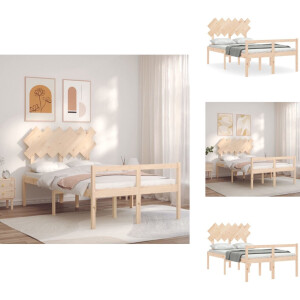 vidaXL Seniorenbed - Seniorenbedden - Senioren Bed - Bedframe - Seniorenbed met hoofdbord massief hout