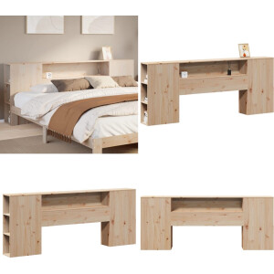 vidaXL Hoofdbord met opbergruimte 200 cm massief grenenhout - Hoofdbord - Hoofdborden - Bed Hoofdbord - Bedhoofdbord