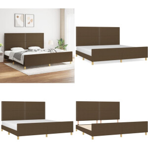 vidaXL Bedframe zonder matras stof donkerbruin 200x200 cm - Bedframe Met Hoofdeinde - Bedframes Met Hoofdeindes - Bed - Slaapmeubel
