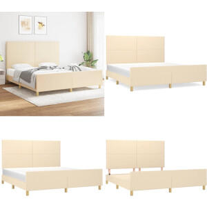 vidaXL Bedframe zonder matras stof crèmekleurig 180x200 cm - Bedframe Met Hoofdeinde - Bedframes Met Hoofdeindes - Bed - Slaapmeubel