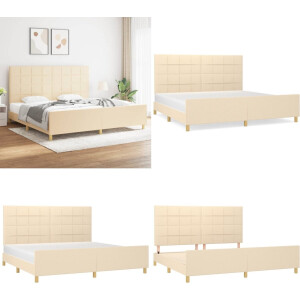vidaXL Bedframe zonder matras stof crèmekleurig 200x200 cm - Bedframe Met Hoofdeinde - Bedframes Met Hoofdeindes - Bed - Slaapmeubel