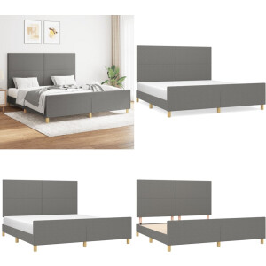 vidaXL Bedframe zonder matras stof donkergrijs 160x200 cm - Bedframe Met Hoofdeinde - Bedframes Met Hoofdeindes - Bed - Slaapmeubel