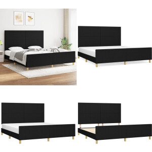 vidaXL Bedframe zonder matras stof zwart 180x200 cm - Bedframe Met Hoofdeinde - Bedframes Met Hoofdeindes - Bed - Slaapmeubel