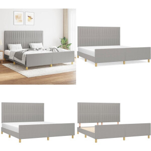 vidaXL Bedframe zonder matras stof lichtgrijs 160x200 cm - Bedframe Met Hoofdeinde - Bedframes Met Hoofdeindes - Bed - Slaapmeubel