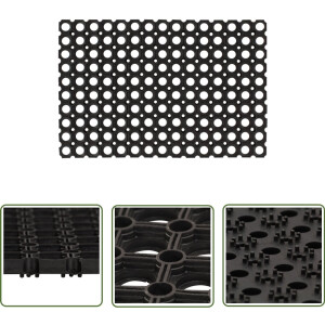 The Living Store Deurmat rechthoekig 40x60 cm rubber - Rubber Vloermat - Deurmat Zwart - Anti Slip Deurmat - Badkamer Deurmat - Keuken Deurmat