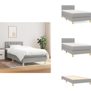 vidaXL Boxspring - Boxsprings - Bed - Slaapmeubel - Boxspring met matras stof lichtgrijs 90x190 cm