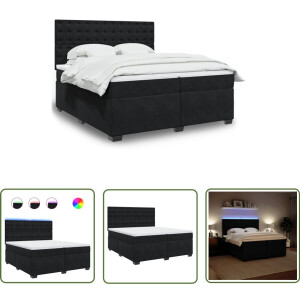 vidaXL Boxspring Bed - Boxspring - Boxspring met matras fluweel zwart 200x200 cm - Fluweel Bed - Zwarte Boxspring - Groot Bed