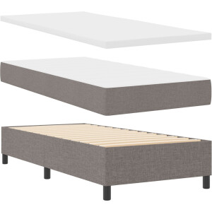 vidaXL - Boxspring - bed - met - matras - met - hoofdeinde - Taupe - 100 - x - 200 - cm - Stof