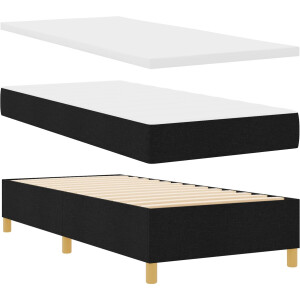 vidaXL - Boxspring - bed - met - matras - met - hoofdeinde - Zwart - 100 - x - 200 - cm - Stof