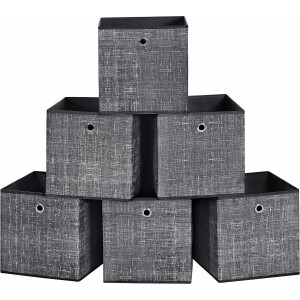 Opbergdozen - Organizer - Stoffen boxen - Set van 6 - Zwart