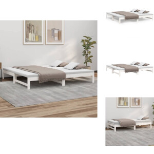 vidaXL Slaapbank - Slaapbanken Bedbank - Bed Bank - Slaap Bank - Slaapbank uitschuifbaar 2x(100x200) cm massief grenenhout wit