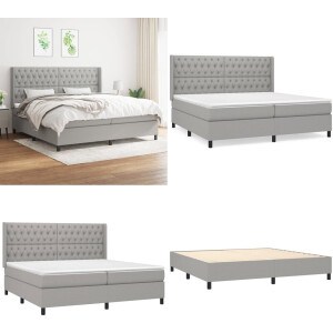 vidaXL Boxspring met matras stof lichtgrijs 200x200 cm - Boxspring - Boxsprings - Bed - Slaapmeubel