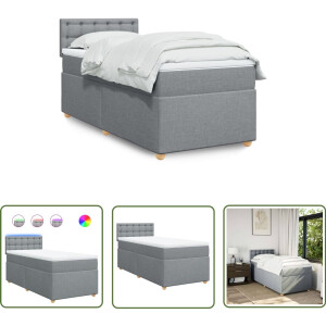 vidaXL Boxspringbed - Boxspring - Boxspring met matras stof lichtgrijs 80x200 cm - Matras - Led Verlichting - Pockethardem