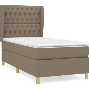 vidaXL - Boxspring - met - matras - stof - taupe - 90x190 - cm