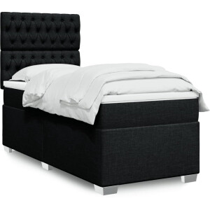 vidaXL - Boxspring - met - matras - stof - zwart - 80x200 - cm
