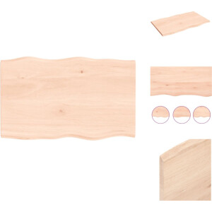vidaXL Tafelblad - Tafelbladen - Plank - Houten Tafelblad - Tafelblad natuurlijke rand 80x50x2 cm massief eikenhout