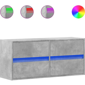 vidaXL - Tv-wandmeubel - met - LED-verlichting - 100x31x45 - cm - betongrijs