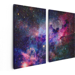 Artaza Canvas Schilderij Tweeluik Sterrenstelsel in de Ruimte  - 80x60 - Foto Op Canvas - Canvas Print