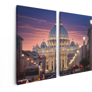 Artaza Canvas Schilderij Tweeluik Sint Pietersbasiliek in Rome, Italië - 80x60 - Foto Op Canvas - Canvas Print