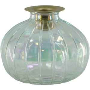 Housevitamin Kaarshouder- Flesje Met Goud Metalen Kaarshouder-Regenboog finish-11x11x8.5cm