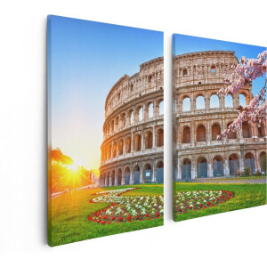 Artaza Canvas Schilderij Tweeluik Colosseum bij Zonsopgang in Rome, Italië - 80x60 - Foto Op Canvas - Canvas Print