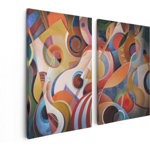 Artaza Canvas Schilderij Tweeluik Kleurrijke Gitaar Achtergrond - Abstract - 80x60 - Foto Op Canvas - Canvas Print