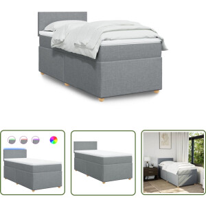 vidaXL Slaapcomfort - Boxspring - Boxspring met matras stof lichtgrijs 90x190 cm - Boxspringbed - Led-lamp - Tweepersoonsbed