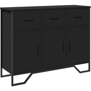 vidaXL - Dressoir - 97x32,5x74,5 - cm - bewerkt - hout - zwart