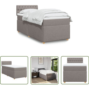 vidaXL Boxspringbed - Boxspring - Boxspring met matras stof taupe 90x190 cm - Matras - Pocketveringmatras - Taupecloured