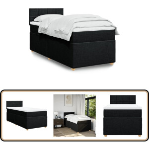 vidaXL Boxspring - Zwart - 100x200 cm - Inclusief Matras Boxspringbed - Tweepersoonsbed - Boxspring - Matras - Pocketveringmatras