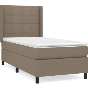 vidaXL - Boxspring - met - matras - stof - taupe - 90x190 - cm