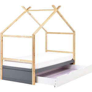 ORGEVAL - Daybed voor kinderen - Grijs - 90 x 200 cm - Grenenhout