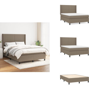 vidaXL Boxspring - Boxsprings - Bed - Slaapmeubel - Boxspring met matras stof taupe 140x200 cm